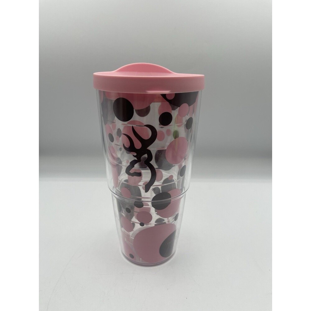 Tervis 24oz Browning Buck Pink Polka Dot Double Wall Hot and Cold Tumbler w/ Lid